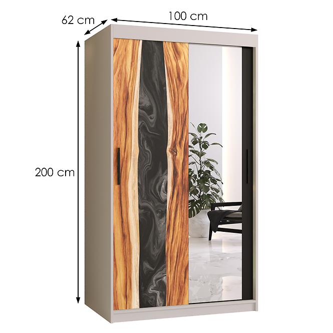 Skriňa Resin II 100 biela/zrkadlo