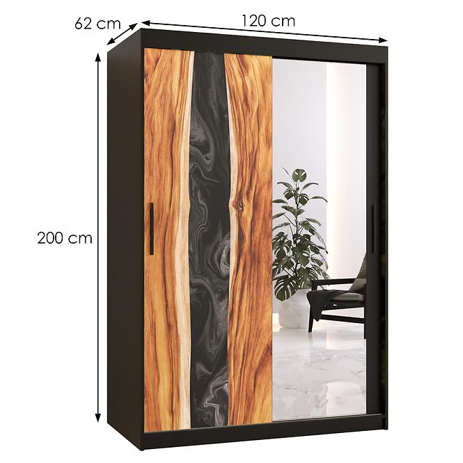 Skriňa Resin II 120 čierna/zrkadlo