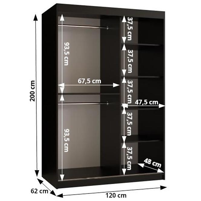 Skriňa Resin II 120 čierna/zrkadlo