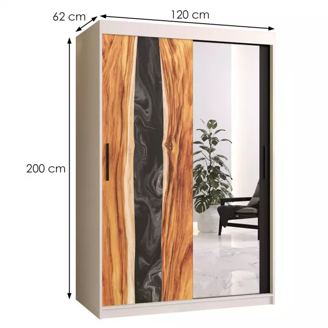 Skriňa Resin II 120 biela/zrkadlo