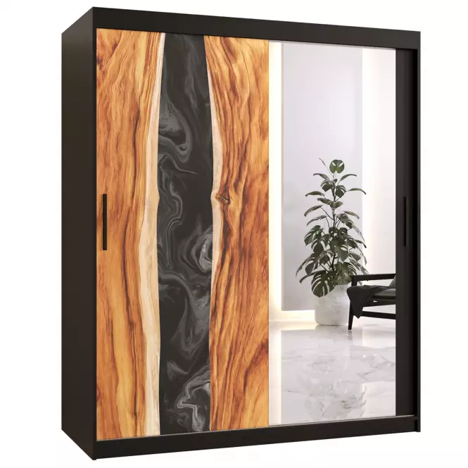 Skriňa Resin II 150 čierna/zrkadlo