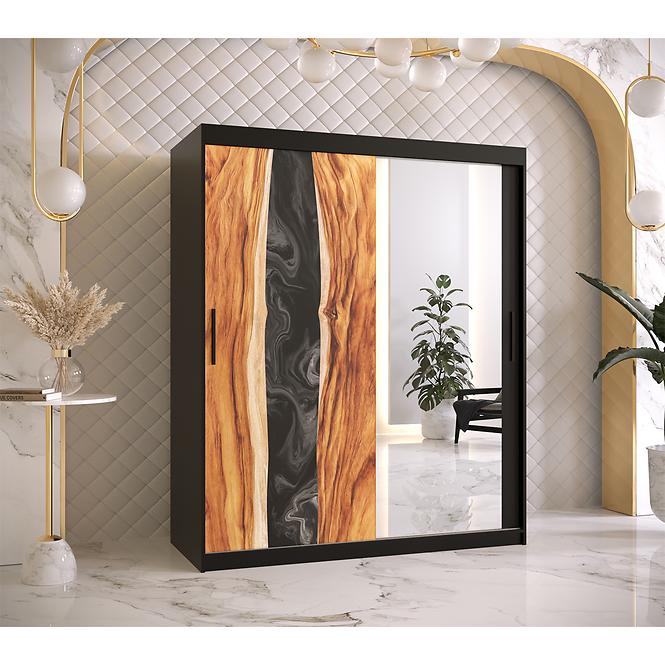 Skriňa Resin II 150 čierna/zrkadlo