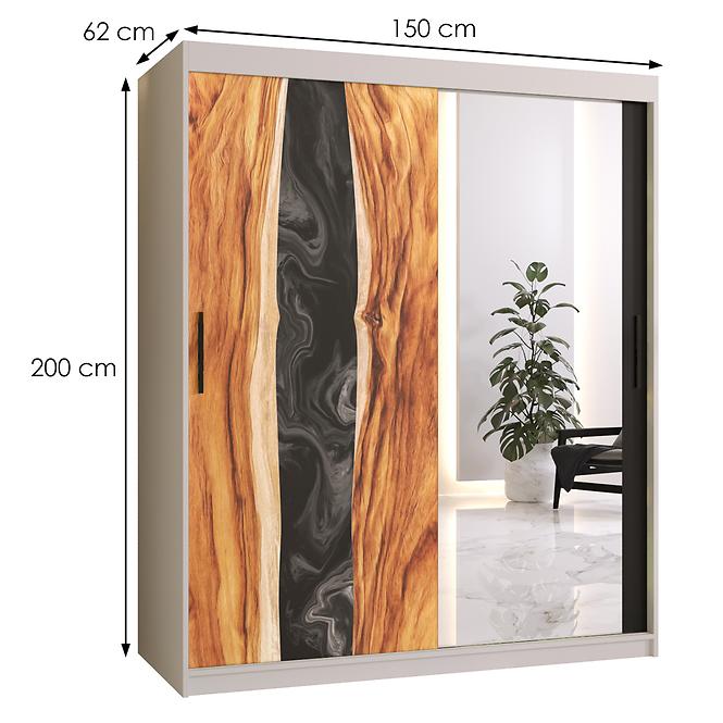 Skriňa Resin II 150 biela/zrkadlo
