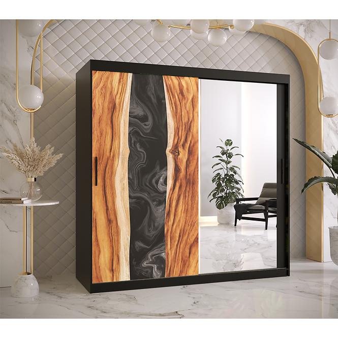 Skriňa Resin II 180 čierna/zrkadlo