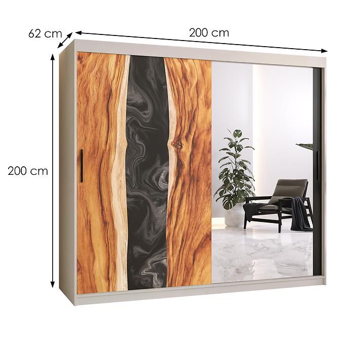 Skriňa Resin II 200 biela/zrkadlo