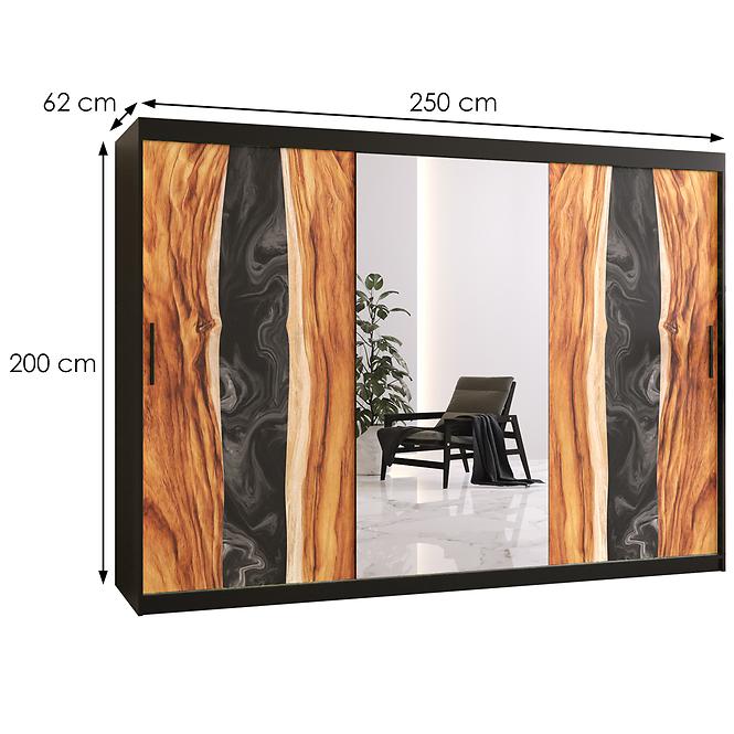 Skriňa Resin II 250 čierna/zrkadlo