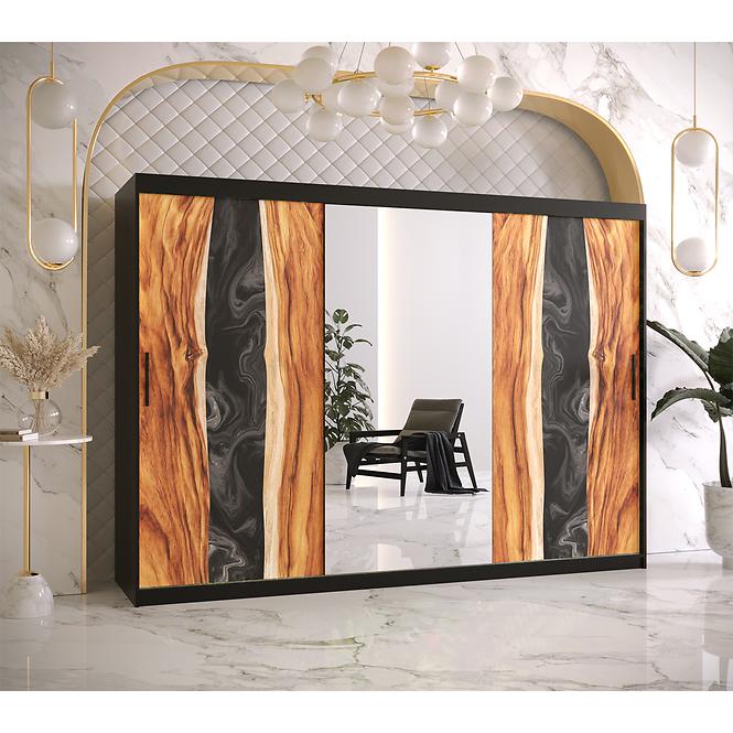 Skriňa Resin II 250 čierna/zrkadlo