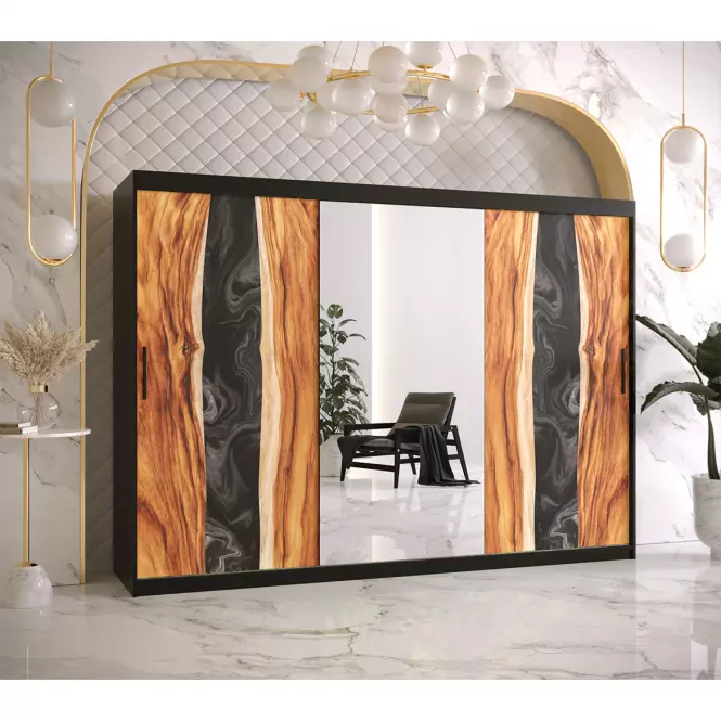Skriňa Resin II 250 čierna/zrkadlo,5