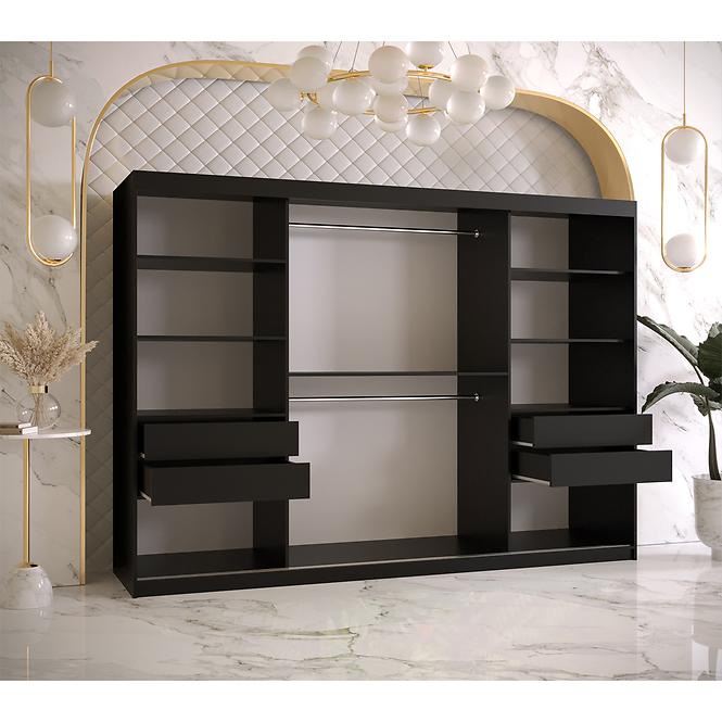 Skriňa Resin II 250 čierna/zrkadlo