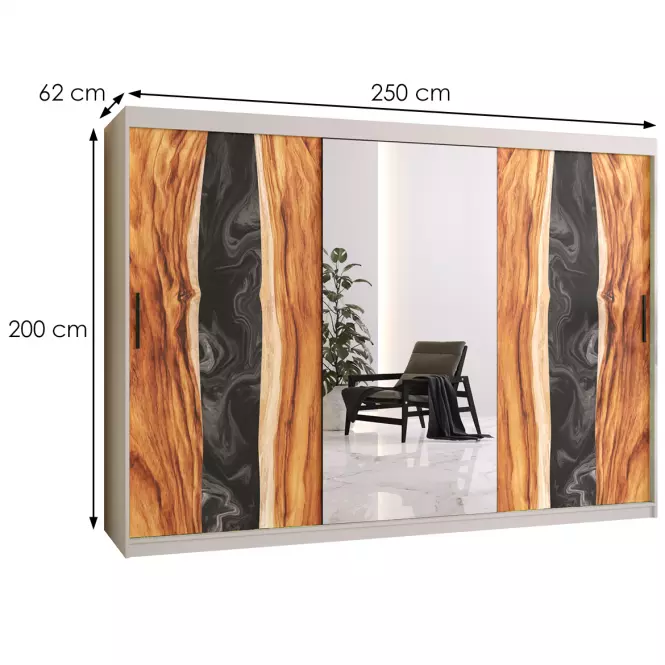 Skriňa Resin II 250 biela/zrkadlo