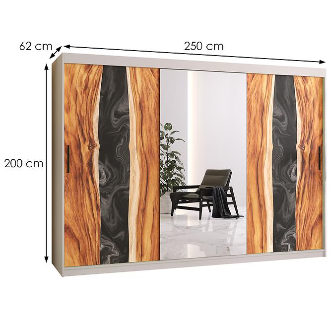 Skriňa Resin II 250 biela/zrkadlo