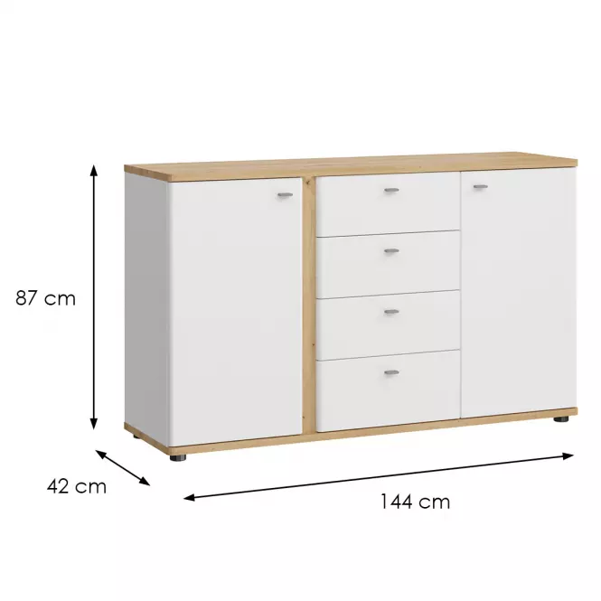 Komoda Avila 2D4S AILK01 biela/dub artisan,2