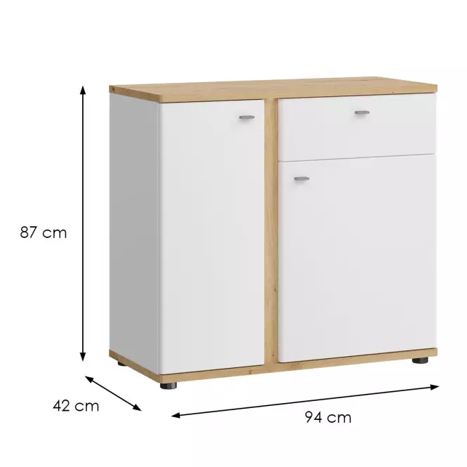 Komoda Avila 2D1S AILK02 biela/dub artisan,2