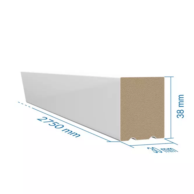 Dekoračná lamelova MDF lišta 3D na stenu biela 30x38x2750mm
