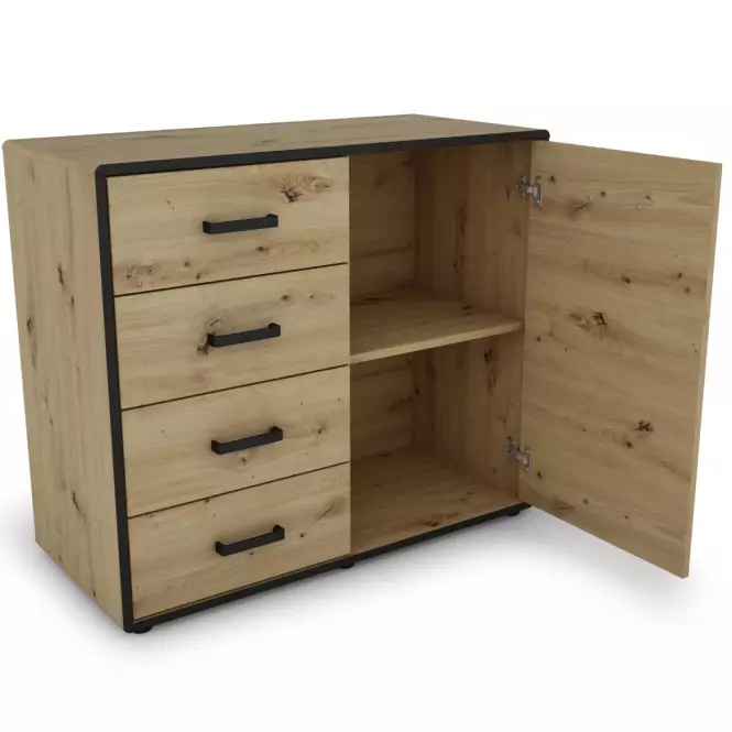 Komoda Capannoli 100 4s 1d dub artisan/čierna