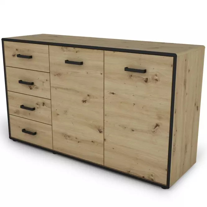 Komoda Capannoli 148 4s 2d dub artisan/čierna,4
