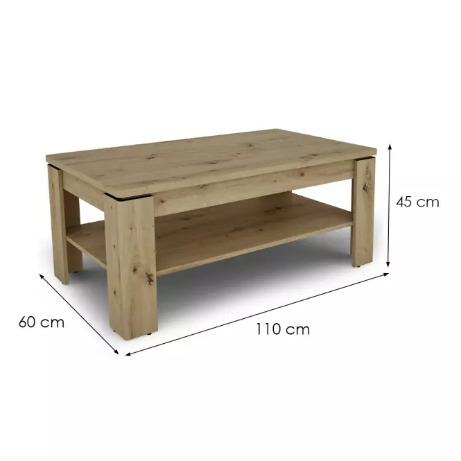 Konferenčný stolík Capannoli ct dub artisan/čierna