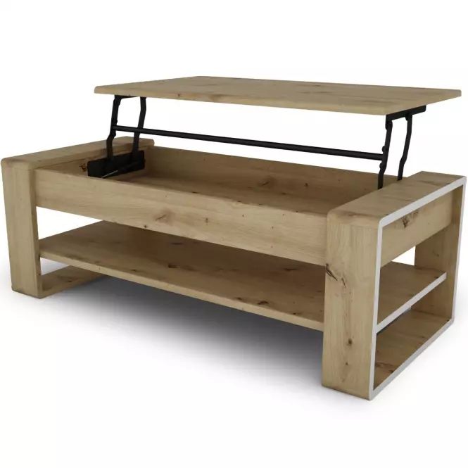 Konferenčný stolík Capannoli lift top dub artisan/biela
