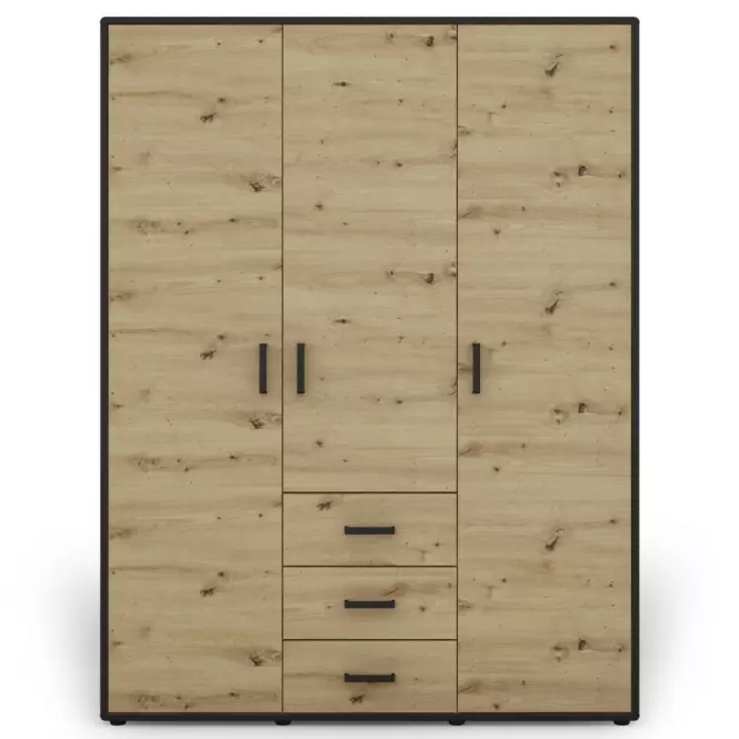 Skriňa Capannoli 3s 3d dub artisan/čierna,3