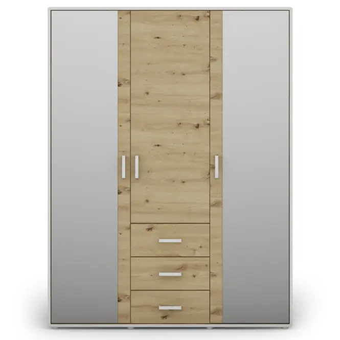 Skriňa Capannoli 3s 3d zrkadlo dub artisan/biela,3