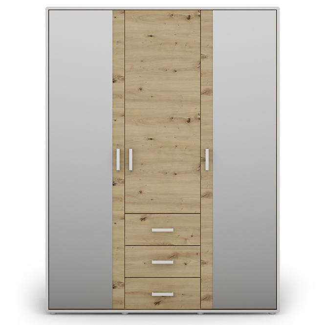 Skriňa Capannoli 3s 3d zrkadlo dub artisan/biela,3