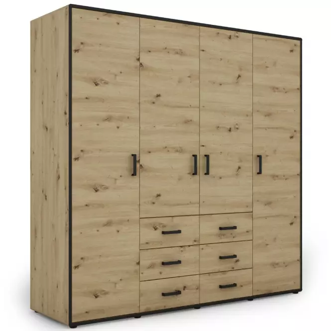 Skriňa Capannoli 6s 4d dub artisan/čierna