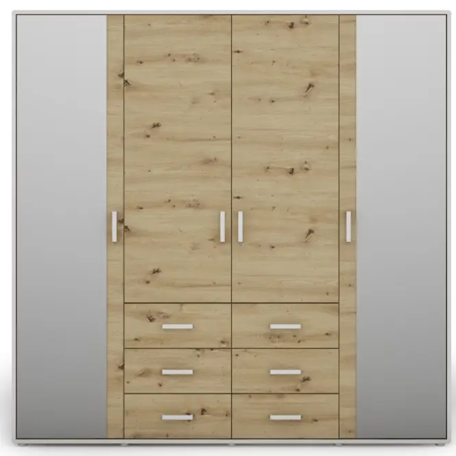 Skriňa Capannoli 6s 4d zrkadlo dub artisan/biela,3