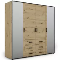 Skriňa Capannoli 6s 4d zrkadlo dub artisan/čierna