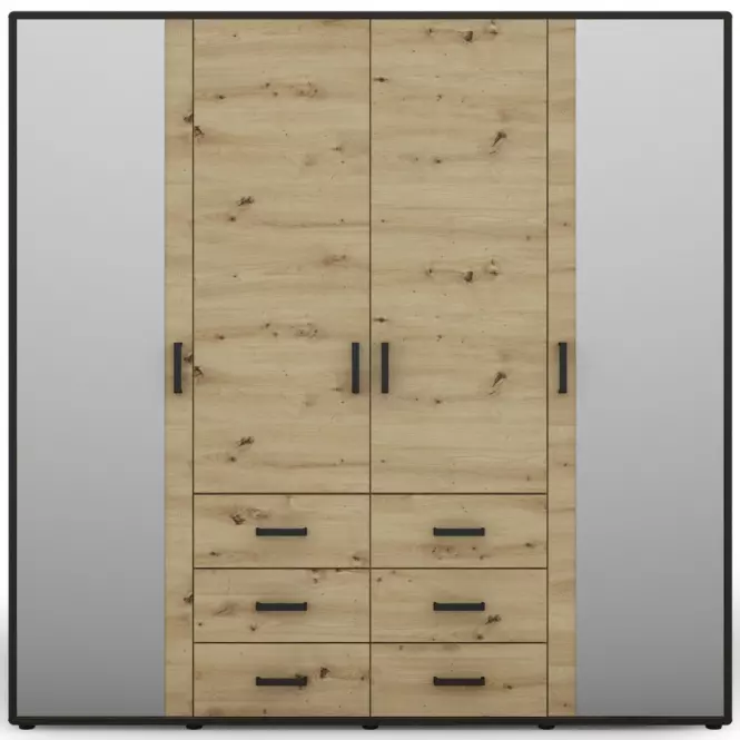 Skriňa Capannoli 6s 4d zrkadlo dub artisan/čierna