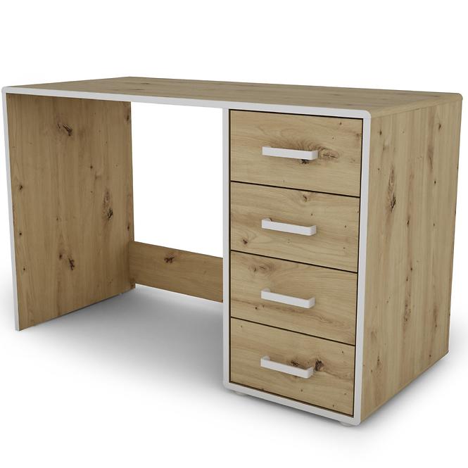 Písací stôl Capannoli 120 4S dub artisan/biela,4