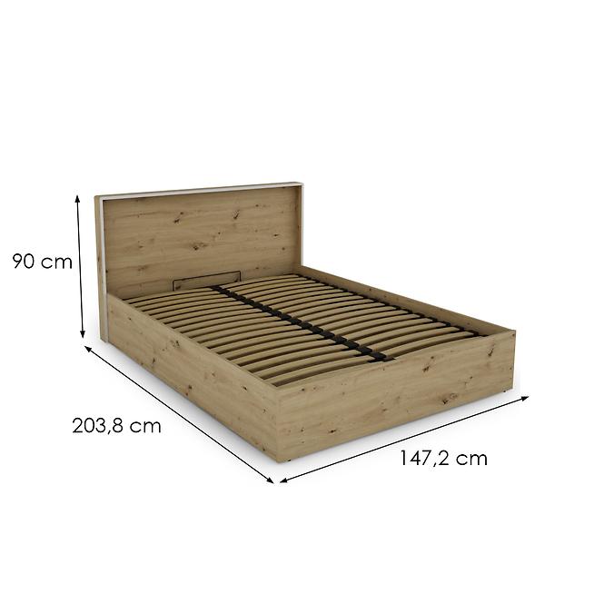 Posteľ Capannoli 140 dub artisan/biela,2