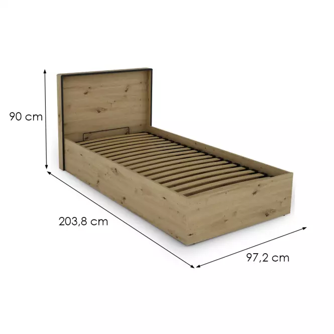 Posteľ Capannoli 90 dub artisan/čierna