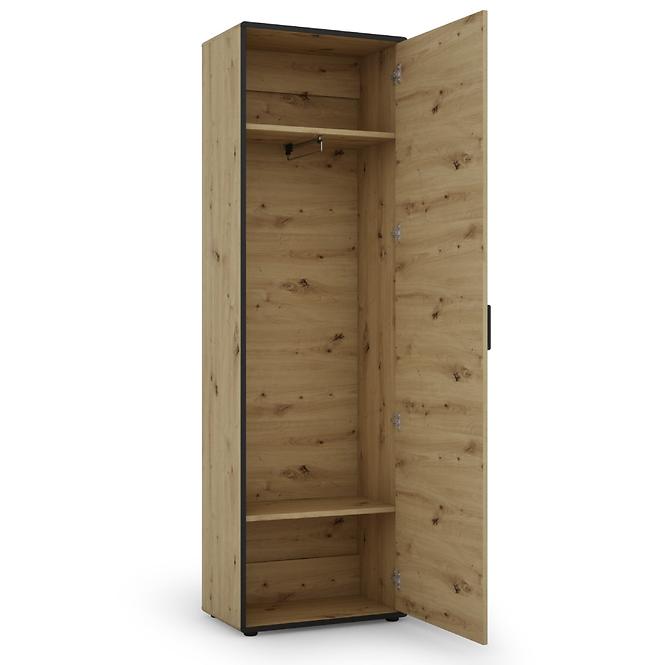 Skriňa Capannoli 1D dub artisan/čierna,5
