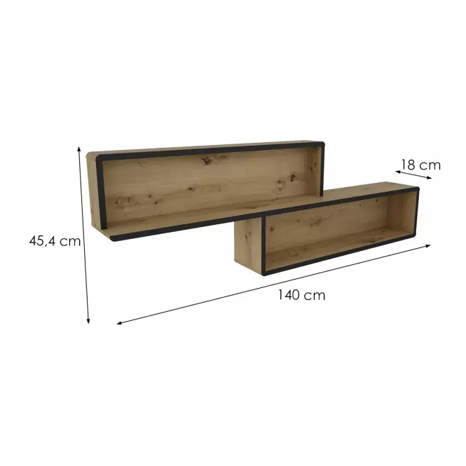 Polička Capannoli 140 dub artisan/čierna