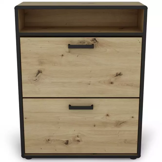 Skrinka na topánky Capannoli dub artisan/čierna