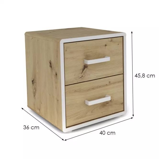Nočný stolík Capannoli 40 2s dub artisan/biela