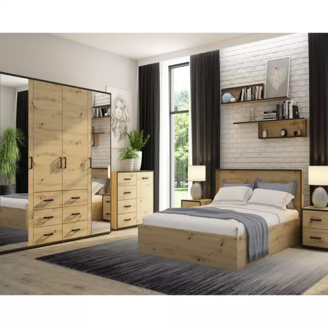 Nočný stolík Capannoli 40 2s dub artisan/čierna