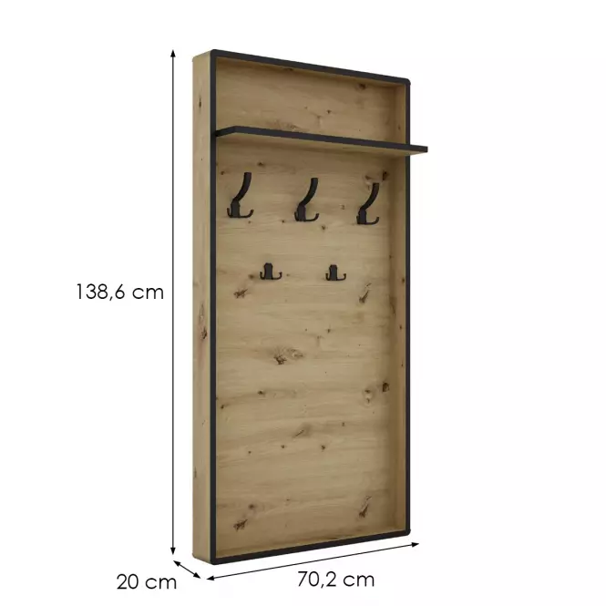 Vešiak Capannoli dub artisan/čierna