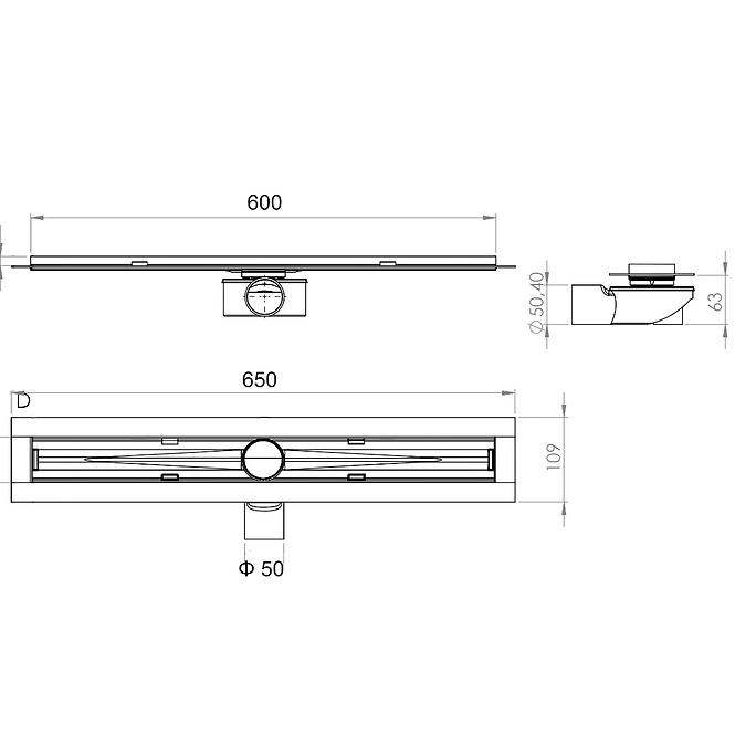 Odtokový žľab Axus 600 12309