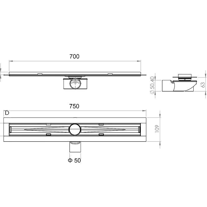 Odtokový žľab Axus 700 12312