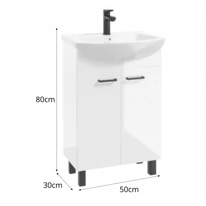 Kúpeľňová zostava NOVELTY D50 2D0S biela,2