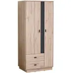 Skriňa Allmo 90cm-dub estana svetlý/antracit, dvojdverová, zásuvky