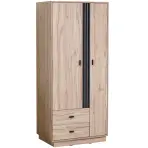 Skriňa Allmo 90cm-dub estana svetlý/antracit, dvojdverová, zásuvky