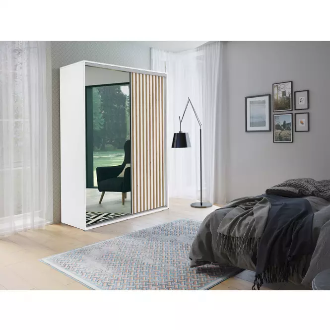 Skriňa Kair biela/lamela zlatý craft 150x215x62,4