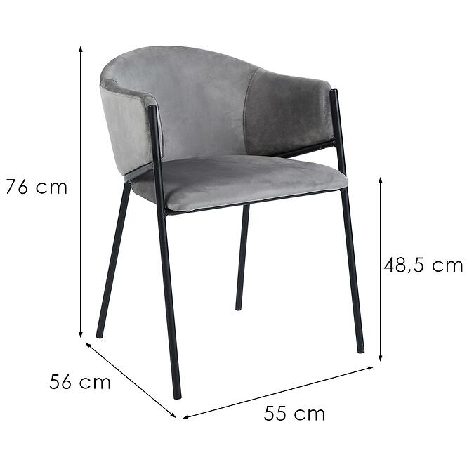 Stolička Otto 80248b sivá/čierna,2