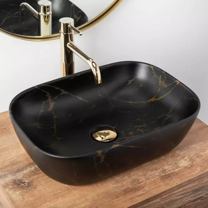 Umývadlo na dosku Belinda Black Marble Mat,4