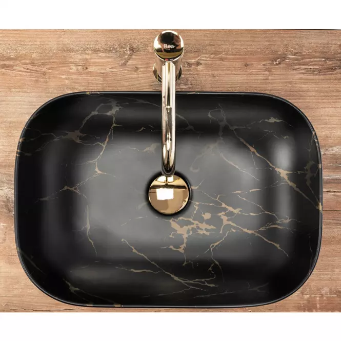 Umývadlo na dosku Belinda Black Marble Mat,6