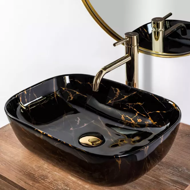 Umývadlo na dosku Belinda Black Marble Shiny,4