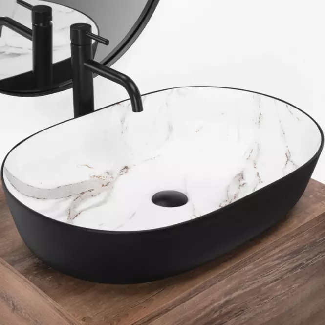 Umývadlo na dosku Cleo 61 Black/Aiax Matt