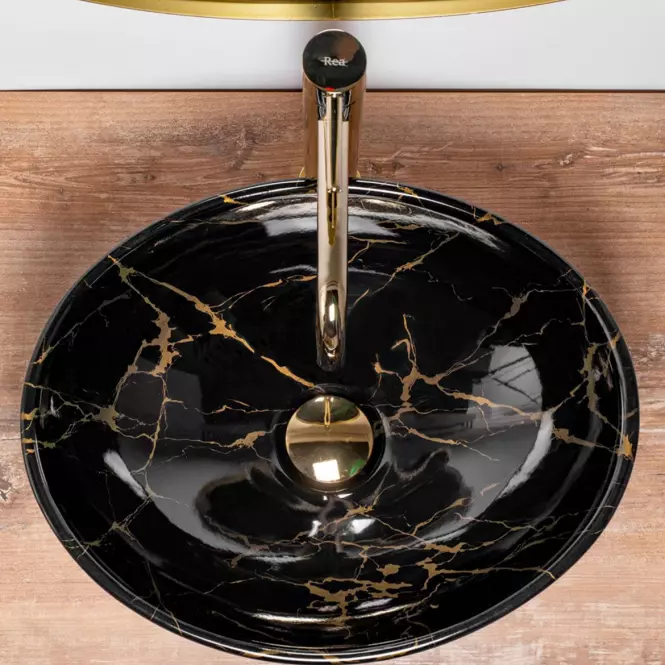 Umývadlo na dosku Sofia Black Marble Shiny
